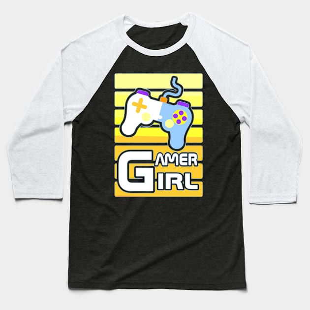 Yellow Gamer Girl Baseball T-Shirt by AlondraHanley